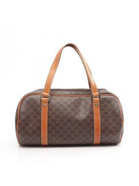 Celine Macadam Brown Canvas Leather Handbag